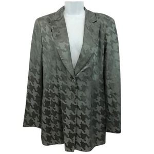 Jaeger Printed Satin Gray Jacket Blazer 12
